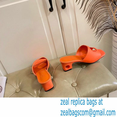 Hermes Heel 7cm Elia mules with perforated heel and upper Orange - Click Image to Close