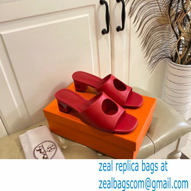 Hermes Heel 7cm Elia mules with perforated heel and upper Red