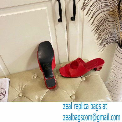Hermes Heel 7cm Elia mules with perforated heel and upper Red - Click Image to Close