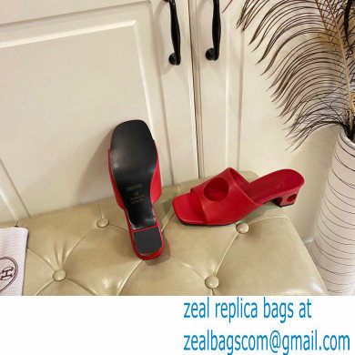 Hermes Heel 7cm Elia mules with perforated heel and upper Red