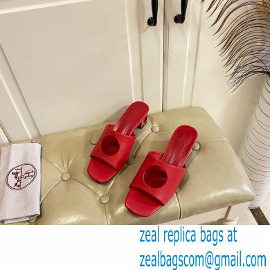 Hermes Heel 7cm Elia mules with perforated heel and upper Red