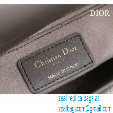 Lady Dior mini Bag in Metallic Calfskin and Satin with gray Bead Embroidery 2022 - Click Image to Close