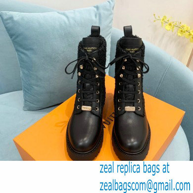 Louis Vuitton Calf leather and wool Territory Flat Ranger Ankle Boots Black 2022 - Click Image to Close