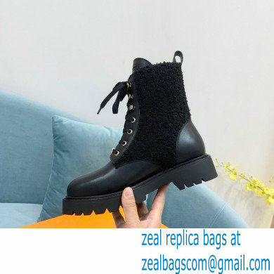 Louis Vuitton Calf leather and wool Territory Flat Ranger Ankle Boots Black 2022 - Click Image to Close