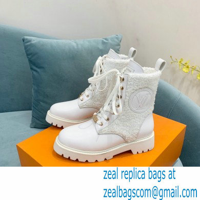 Louis Vuitton Calf leather and wool Territory Flat Ranger Ankle Boots White 2022 - Click Image to Close