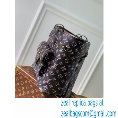 Louis Vuitton Monogram Canvas Neverfull MM Tote Bag with an outside pocket M46137 Black