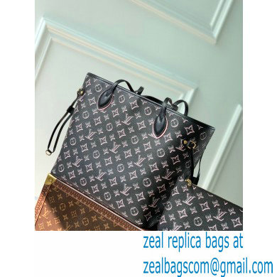 Louis Vuitton Monogram Canvas Neverfull MM Tote Bag with an outside pocket M46137 Black