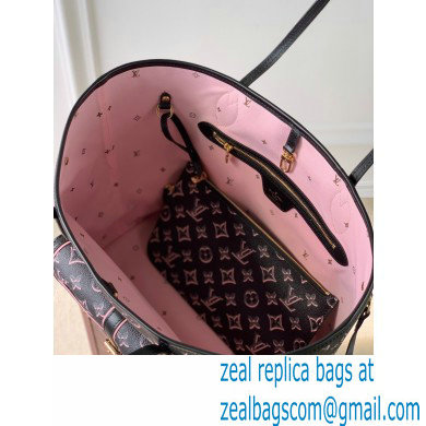 Louis Vuitton Monogram Canvas Neverfull MM Tote Bag with an outside pocket M46137 Black