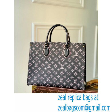 Louis Vuitton Monogram Canvas OnTheGo MM Tote Bag with an outside pocket M46154 Black