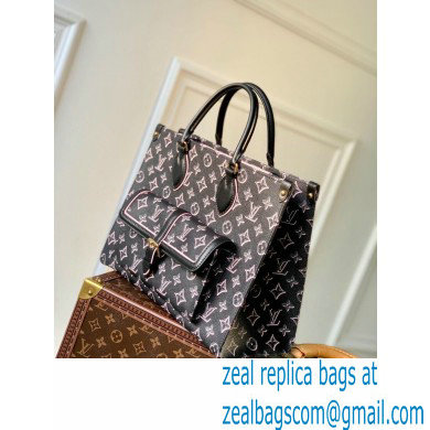 Louis Vuitton Monogram Canvas OnTheGo MM Tote Bag with an outside pocket M46154 Black - Click Image to Close