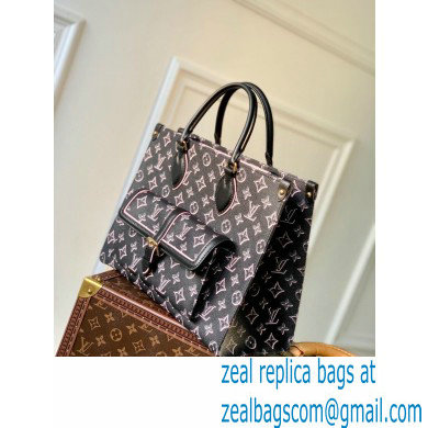 Louis Vuitton Monogram Canvas OnTheGo MM Tote Bag with an outside pocket M46154 Black