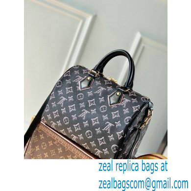 Louis Vuitton Monogram Canvas Speedy Bandouliere 25 Bag with an outside pocket M20852 Black