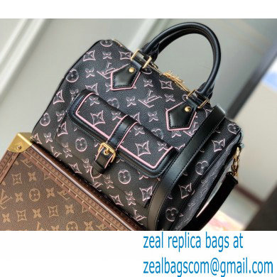 Louis Vuitton Monogram Canvas Speedy Bandouliere 25 Bag with an outside pocket M20852 Black - Click Image to Close