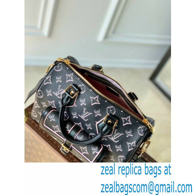 Louis Vuitton Monogram Canvas Speedy Bandouliere 25 Bag with an outside pocket M20852 Black