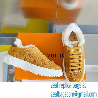 Louis Vuitton Monogram-embossed suede calf leather and shearling Time Out Sneakers Brown 2022 - Click Image to Close