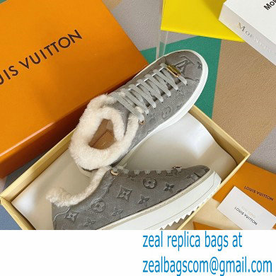 Louis Vuitton Monogram-embossed suede calf leather and shearling Time Out Sneakers Gray 2022 - Click Image to Close