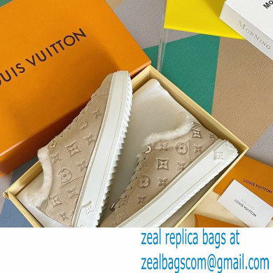 Louis Vuitton Monogram-embossed suede calf leather and shearling Time Out Sneakers Nude 2022 - Click Image to Close