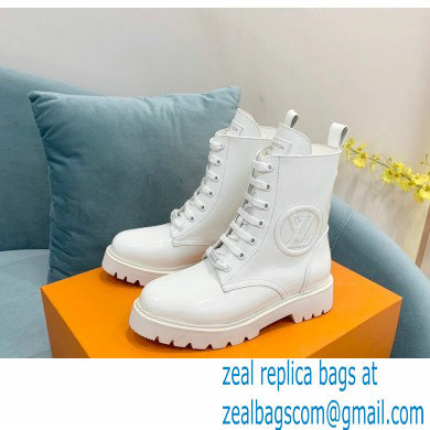 Louis Vuitton Patent Calf leather Territory Flat Ranger Ankle Boots White 2022 - Click Image to Close