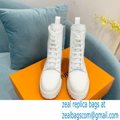 Louis Vuitton Patent Calf leather Territory Flat Ranger Ankle Boots White 2022 - Click Image to Close