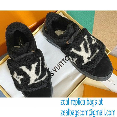 Louis Vuitton Suede calf leather and shearling Time Out Sneakers Black 2022 - Click Image to Close