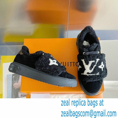 Louis Vuitton Suede calf leather and shearling Time Out Sneakers Black 2022 - Click Image to Close