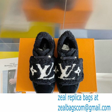 Louis Vuitton Suede calf leather and shearling Time Out Sneakers Black 2022 - Click Image to Close