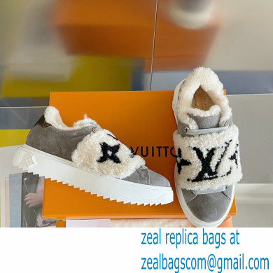 Louis Vuitton Suede calf leather and shearling Time Out Sneakers Gray 2022