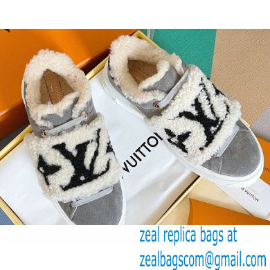 Louis Vuitton Suede calf leather and shearling Time Out Sneakers Gray 2022