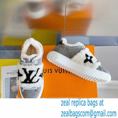 Louis Vuitton Suede calf leather and shearling Time Out Sneakers Gray 2022 - Click Image to Close