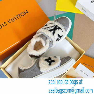 Louis Vuitton Suede calf leather and shearling Time Out Sneakers Gray 2022 - Click Image to Close