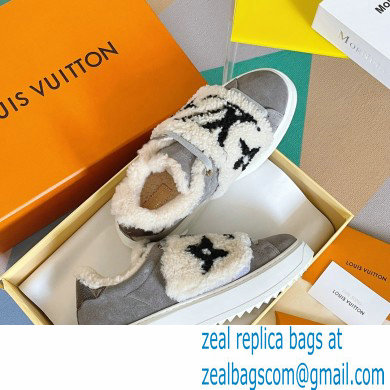 Louis Vuitton Suede calf leather and shearling Time Out Sneakers Gray 2022