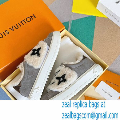 Louis Vuitton Suede calf leather and shearling Time Out Sneakers Gray 2022 - Click Image to Close