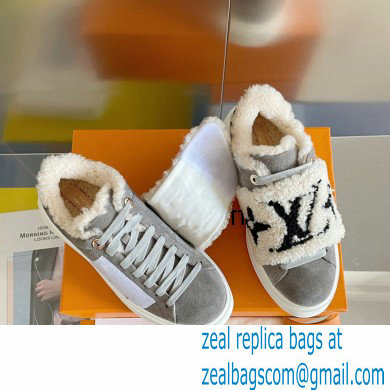 Louis Vuitton Suede calf leather and shearling Time Out Sneakers Gray 2022 - Click Image to Close