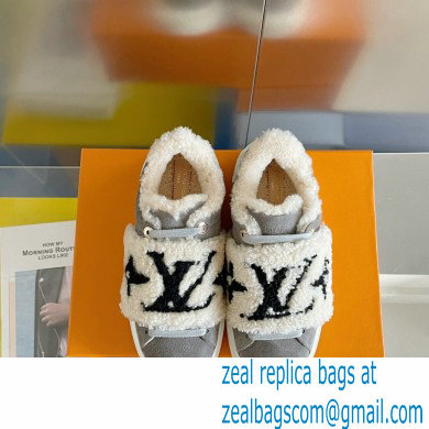 Louis Vuitton Suede calf leather and shearling Time Out Sneakers Gray 2022 - Click Image to Close