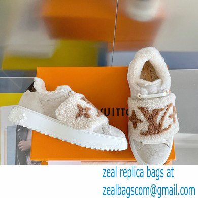 Louis Vuitton Suede calf leather and shearling Time Out Sneakers Nude 2022 - Click Image to Close