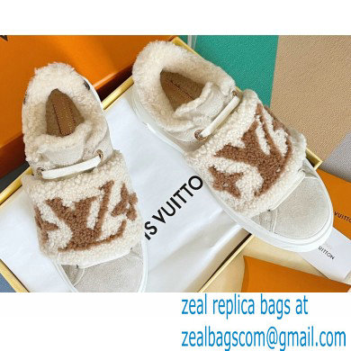 Louis Vuitton Suede calf leather and shearling Time Out Sneakers Nude 2022 - Click Image to Close