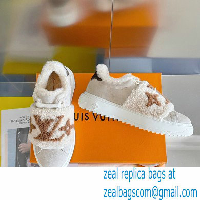 Louis Vuitton Suede calf leather and shearling Time Out Sneakers Nude 2022 - Click Image to Close