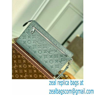 Louis Vuitton Taurillon Monogram leather Climbing Theme Standing Pouch Bag Gray - Click Image to Close