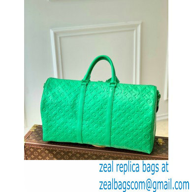 Louis Vuitton Taurillon Monogram leather Keepall Bandouliere 50 Bag Green