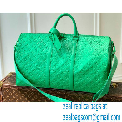 Louis Vuitton Taurillon Monogram leather Keepall Bandouliere 50 Bag Green