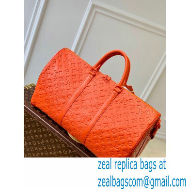 Louis Vuitton Taurillon Monogram leather Keepall Bandouliere 50 Bag M20963 Orange - Click Image to Close