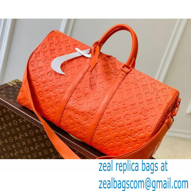 Louis Vuitton Taurillon Monogram leather Keepall Bandouliere 50 Bag M20963 Orange - Click Image to Close