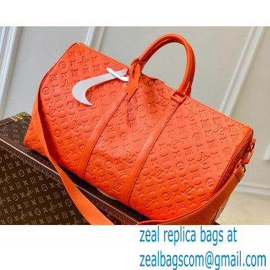 Louis Vuitton Taurillon Monogram leather Keepall Bandouliere 50 Bag M20963 Orange