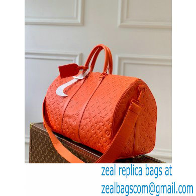 Louis Vuitton Taurillon Monogram leather Keepall Bandouliere 50 Bag M20963 Orange