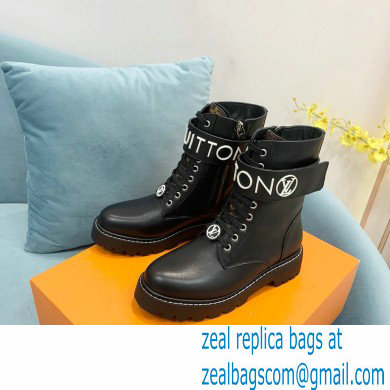Louis Vuitton Territory Flat Ranger Ankle Boots Black with LV Circle and Vuitton signatures on the strap 2022 - Click Image to Close