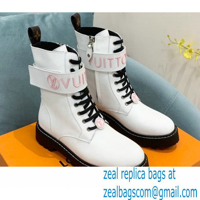 Louis Vuitton Territory Flat Ranger Ankle Boots White with LV Circle and Vuitton signatures on the strap 2022 - Click Image to Close