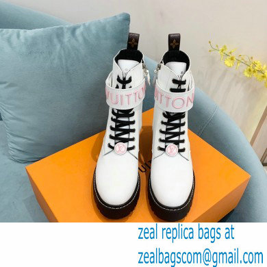 Louis Vuitton Territory Flat Ranger Ankle Boots White with LV Circle and Vuitton signatures on the strap 2022