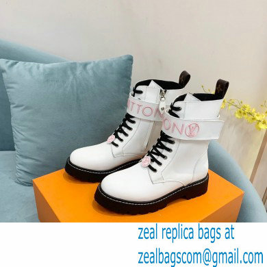 Louis Vuitton Territory Flat Ranger Ankle Boots White with LV Circle and Vuitton signatures on the strap 2022