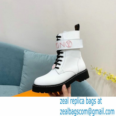 Louis Vuitton Territory Flat Ranger Ankle Boots White with LV Circle and Vuitton signatures on the strap 2022 - Click Image to Close