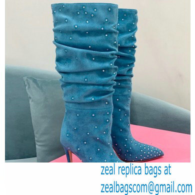 Paris Texas Heel 9cm Holly embellished suede boots Blue 2022